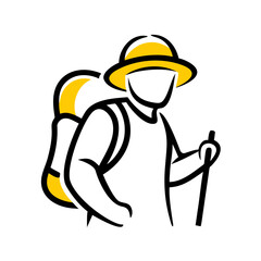 Naklejka premium Portrait of a Hiker hand drawing icon for web and graphic design