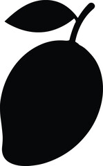 Silhouette mango fruit with leaf isolated vector Illustrator
