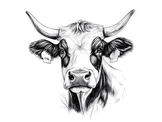 墨絵の牛の肖像