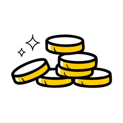 Stack of Coins hand drawing icon for web and graphic design
