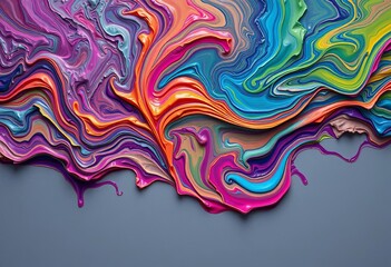 Fototapeta premium Abstract swirling paint, vibrant colors fading to gray, depicting mental burnout, texture art, brain fog