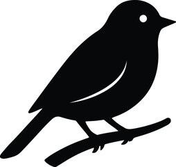 Silhouette of a bird perched on branch vector Illustrator