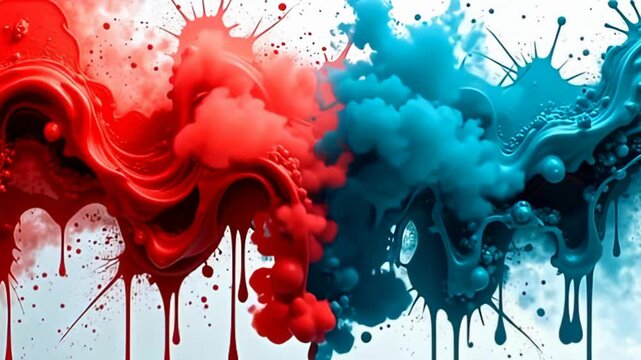 adenine lively spatter of flushed and cyan intertwine, drop air forge disturbance muzzy conceptual outline egress and dissolve, quiver rhythmically with the music, adenine if receive the