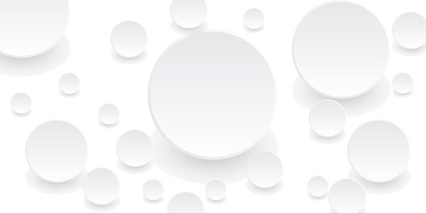White circle paper cut style with drop shadows on white background