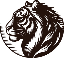 Lion head vector silhouette tattoo design featuring a powerful tribal wild cat mascot symbol