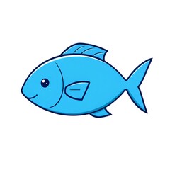 blue fish illustration on white background 