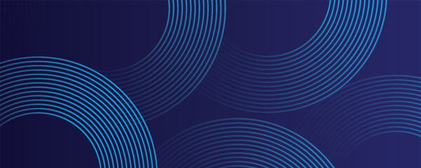 Blue abstract background. Geometric round lines pattern. Modern shiny blue gradient lines. Futuristic technology graphic design.