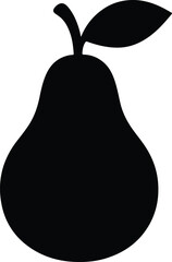 Silhouette pear fruit with leaf vector Illustrator