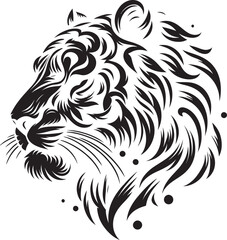 Tribal black vector illustration of a powerful wild cat head design
