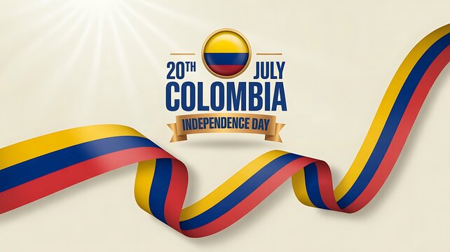 Celebrating Colombia's Independence Day with a festive ribbon in the national colors on July twentieth