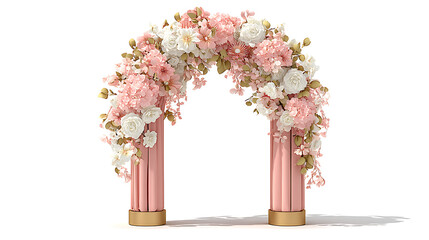 Elegant Floral Archway with Pink and White Flowers for Wedding Decor