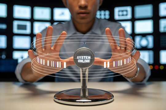 Robotics Automation Interface with Futuristic Holographic UI