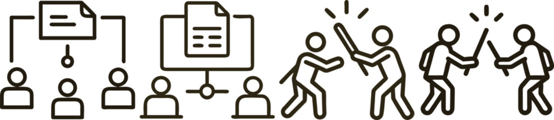 Online Dispute Resolution: Icons Illustrating Conflict and Agreement in Digital Communication