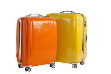 Orange and yellow suitcases ready for travel