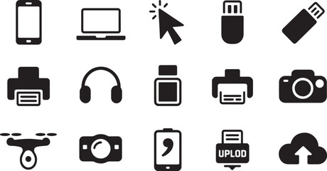 Modern Electronic Devices & Computer Accessories Icons Set