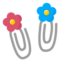 Illustration of a red and blue flower paperclips