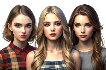 3D Rendering of beautiful, trending and realistic Girls with white background