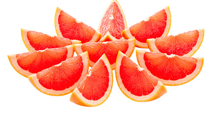 Fresh grapefruit slices arranged in a decorative pattern for healthy eating and vibrant food photography