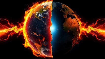 An abstract Earth split into glowing and dark halves, depicting global energy imbalance.