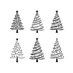 set of christmas trees