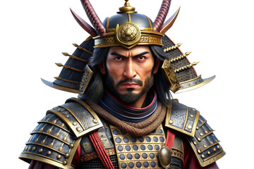 3D Rendering of beautiful, trending and realistic Samurai with white background