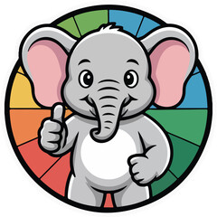 Obraz premium A cute cartoon elephant giving a thumbs up Transparent isolated png vector