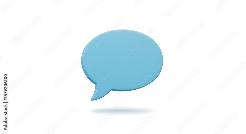 Fototapete 3d rendering of a light blue speech bubble isolated on a white background, minimal design