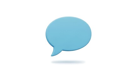 3D rendering of a light blue speech bubble isolated on a white background, minimal design