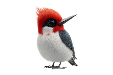 Vibrant red crested cardinal, isolated on black background