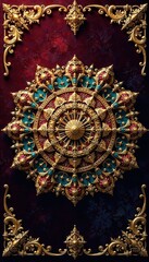Ornate golden mandala on deep velvet Opulence, sophisticated style , design, art