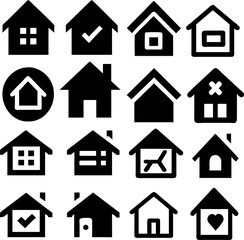 home icon collection. Stylish vector design in flat, outline, and silhouette formats.