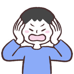 耳を塞ぐ男性のイラスト