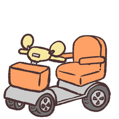 	オレンジの電動シニアカーのイラスト