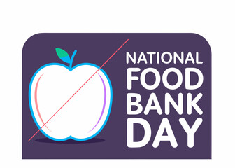 National Food Bank Day Illustration with Apple Symbol and Purple Background Design