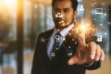 AI Integration: A Businessman's Touch Unveiling the Power of Artificial Intelligence and Cloud Computing with Data Analytics in a Modern Tech-Driven Business World