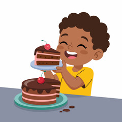 Child Enjoying Cake