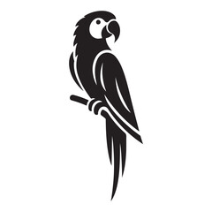 Minimalist Black Parrot Silhouette on Branch