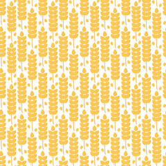 Seamless pattern with wheat ear and golden grain