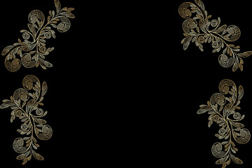 Elegant Floral Corners Ornate Golden Leaves Frame Black Backdrop with 19.jpg reference