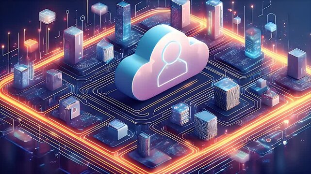 Futuristic cloud-computing illustration depicts connected data centers