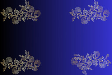 Elegant Floral Filigree on Royal Blue Gradient Background Creates a Regal and Classic Touch