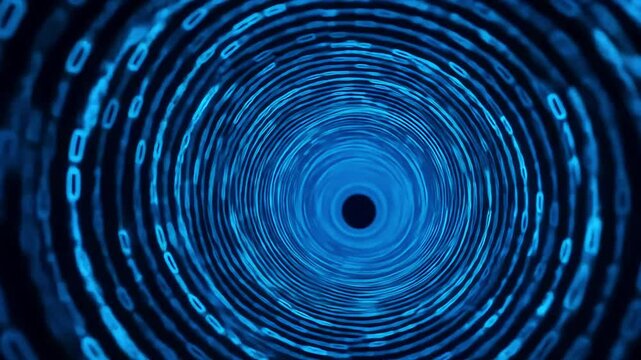 Abstract Digital Tunnel With Blue Binary Code Displaying Technological Innovation and Data Flow