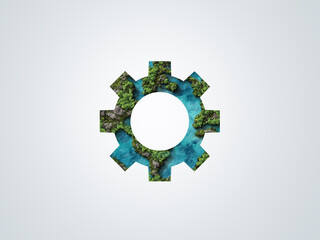 Eco friendly Green industry concept. 3d rendering of green factory,