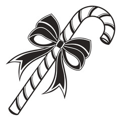 Monochrome candy cane decorated with beautiful bow conveys festive celebration, remains isolated with transparency