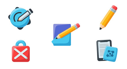 Pencil and Icons Illustration for Digital Art Projects in Artistic Environment