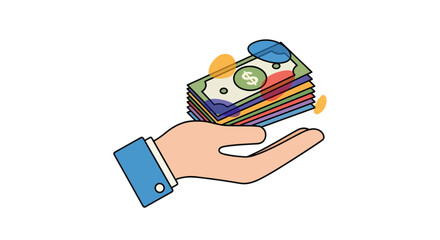 Financial Exchange, Money Transfer, Business, Digital Illustration, Modern Office, Close-Up View, Wealth Management Concept