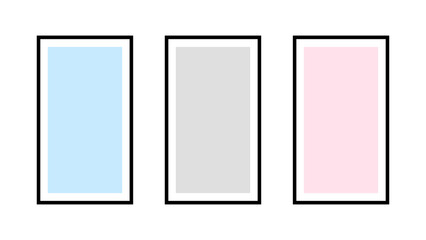 White blank ISO A size photo frames isolated against a transparent background perfect for interior decoration or picture display. Vector illustration.