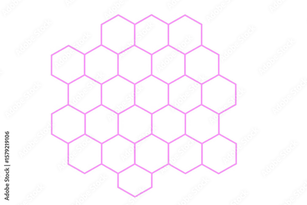 Poster pink hexagonal grid forming a honeycomb-like structure, ideal for backgrounds and textures with tran