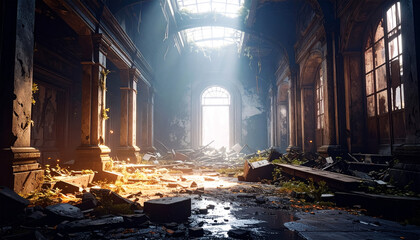 Abandoned Hallway with Sunlight