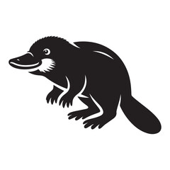 Minimalist Black Platypus Silhouette Isolated